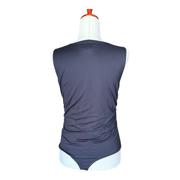 House of Harlow 1960 Black Sleeveless Ruched Bodysuit Size L Large - Picture 3 of 8